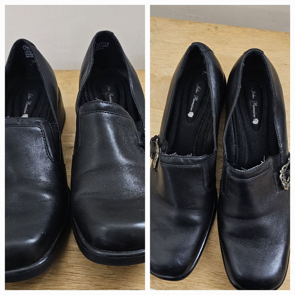 JOHN ROMAINE SIZE 7M BLACK LEATHER WOMAN'S SHOES